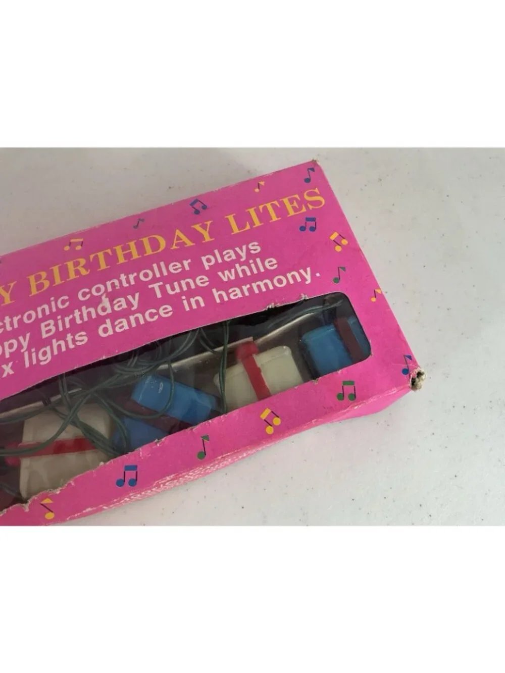 Vintage Blow Mold Happy Birthday Musical String Lights New Working